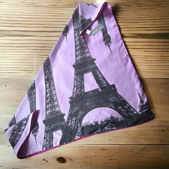 NWT ECHO 100% Silk Scarf with Eiffel Tower - Picture 4 of 6